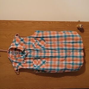 Wrangler Orange and Teal Plaid Shirt